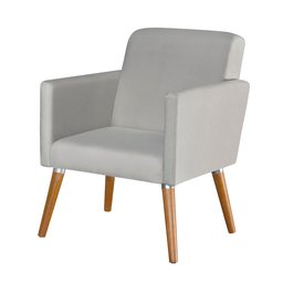 Poltrona Cristal Suede Escritórios e Recepção Pés em Madeira:cinza Suede - 2