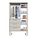 Ver imagem 7 de Conjunto com Quarto Industrial Guarda-Roupa Cômoda e Mesa de Cabeceira Cinza/Arena/Champagne