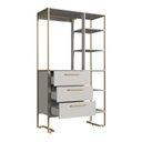 Ver imagem 6 de Conjunto com Quarto Industrial Guarda-Roupa Cômoda e Mesa de Cabeceira Cinza/Arena/Champagne