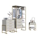 Ver imagem 2 de Conjunto com Quarto Industrial Guarda-Roupa Cômoda e Mesa de Cabeceira Cinza/Arena/Champagne