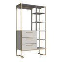 Ver imagem 5 de Conjunto com Quarto Industrial Guarda-Roupa Cômoda e Mesa de Cabeceira Cinza/Arena/Champagne