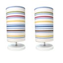 Ver imagem 1 de Kit 2 Abajur Quarto Cilíndrico Eco Tecido Listrado Colorido