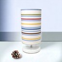 Ver imagem 2 de Kit 2 Abajur Quarto Cilíndrico Eco Tecido Listrado Colorido