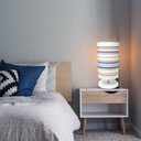 Ver imagem 4 de Kit 2 Abajur Quarto Cilíndrico Eco Tecido Listrado Colorido