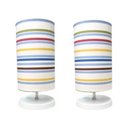 Ver imagem 5 de Kit 2 Abajur Quarto Cilíndrico Eco Tecido Listrado Colorido