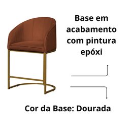 Kit 2 Banco Banqueta Poltrona Mia Base Metal Dourada Veludo Cor:terracota - 5