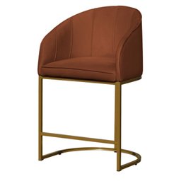 Kit 2 Banco Banqueta Poltrona Mia Base Metal Dourada Veludo Cor:terracota - 1