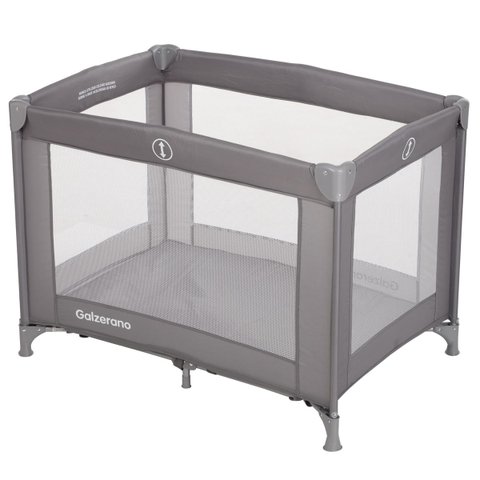 Berço Bebê Cercado Infantil até 18kg 4 Lados Telados Desmontável Portátil Basic Cinza