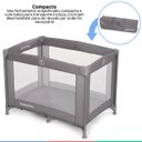 Ver imagem 4 de Berço Bebê Cercado Infantil até 18kg 4 Lados Telados Desmontável Portátil Basic Cinza