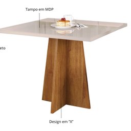 Conjunto Canto Alemão com Baú Bariloche Mesa Quadrada 90x90 sem Vidro e 2 Cadeiras Dallas em Mdp/mdf - 8