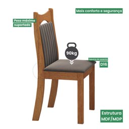 Conjunto Canto Alemão com Baú Bariloche Mesa Quadrada 90x90 sem Vidro e 2 Cadeiras Dallas em Mdp/mdf - 6