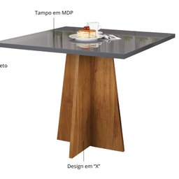 Conjunto Canto Alemão com Baú Bariloche Mesa Quadrada 90x90 sem Vidro e 2 Cadeiras Dallas em Mdp/mdf - 8
