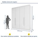 Ver imagem 5 de Guarda-Roupa Casal 4 Portas 4 Gavetas 100% MDF Eloá Branco