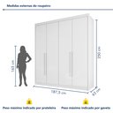 Ver imagem 5 de Guarda-Roupa Casal 4 Portas 4 Gavetas 100% MDF Eloá Branco 