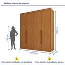 Ver imagem 5 de Guarda-Roupa Casal 4 Portas 4 Gavetas Eloá 100% MDF Marrom/Cinamomo