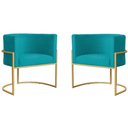 Ver imagem 1 de Kit 2 Poltronas Decorativa Sala de Estar Luana Base Gold Suede