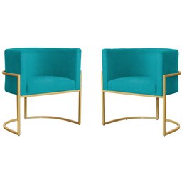 Kit 2 Poltronas Decorativa Sala de Estar Luana Base Gold Suede - 1