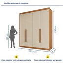 Ver imagem 5 de Guarda-Roupa Casal 4 Portas 4 Gavetas Eloá 100% MDF Bege/Cinamomo/Off White