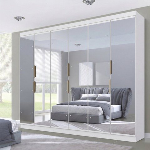 Guarda-Roupa Casal 6 Portas 4 Gavetas Premium Yescasa Branco