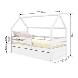 Bicama Casinha Solteiro Slim Rb com Grade de Proteção Branco Housin - 3
