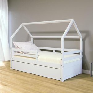 Bicama Casinha Solteiro Slim Rb com Grade de Proteção Branco Housin