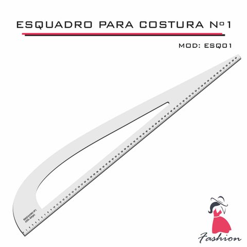 Esquadro Numero 1 Alfaiate Régua Costura Cavas 1 ACRILICO