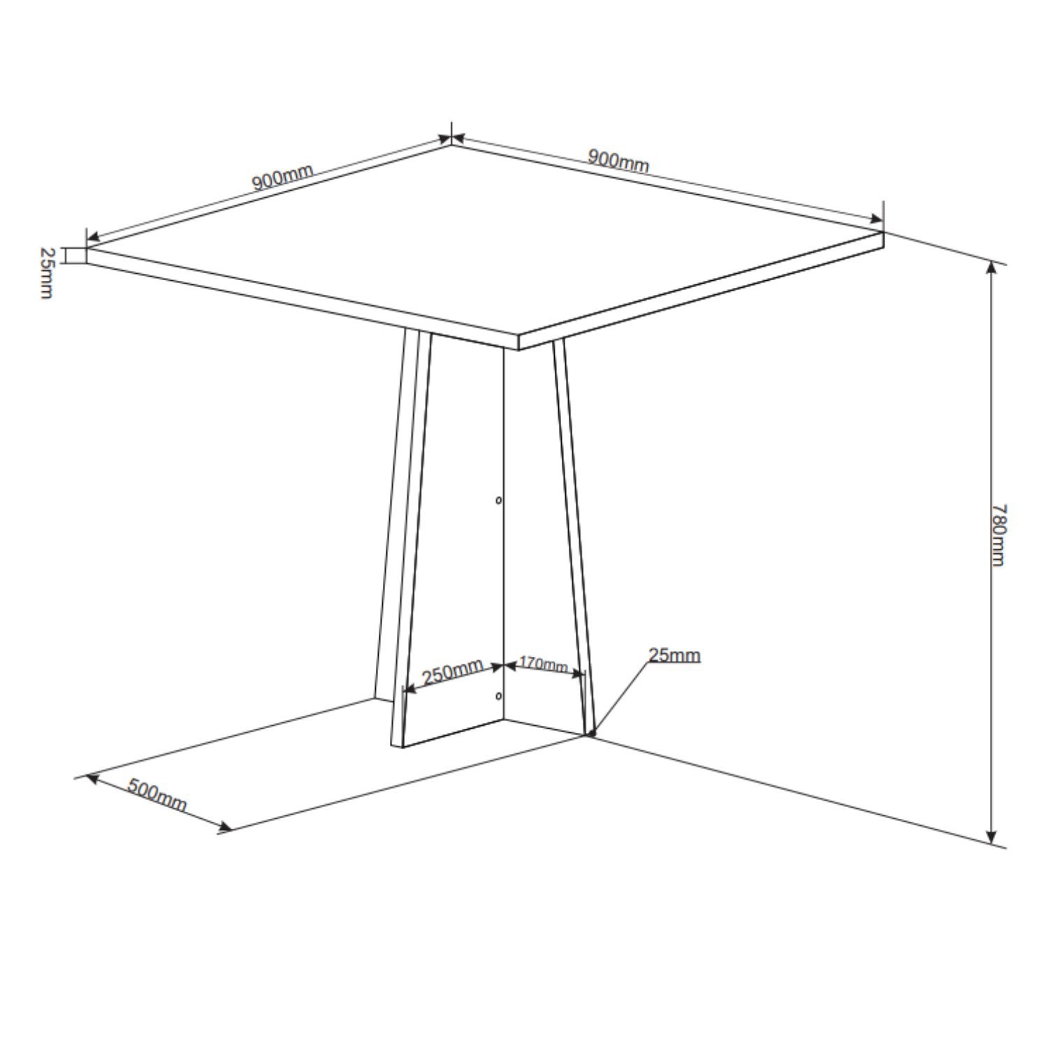 Conjunto Canto Alemão Baú Bariloche Mesa Quadrada 90cm X 90cm sem Vidro e 2 Cadeiras Venus em Mdp/md - 3