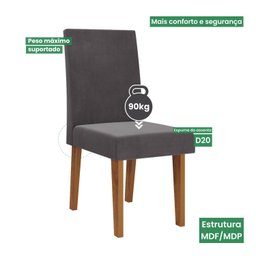 Conjunto Canto Alemão Baú Bariloche Mesa Quadrada 90x90 sem Vidro e 2 Cadeiras Venus em Mdp/mdf - 6