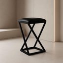 Ver imagem 2 de Banqueta Z Baixa 50 Cm Banquinho Cozinha Balcão Bar Corino Cor:preto