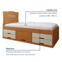 Ver imagem 5 de Cama Solteiro Infantil com 5 Gavetas Puxador Embutido Alice Cinamomo/Off White Bege