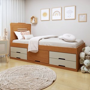 Cama Solteira Infantil 2 Gabetas com Puxador Embutido Alice