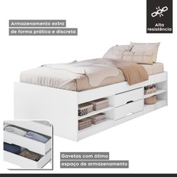 Cama Solteiro Multifuncional 2 Gavetas - Helen - 7