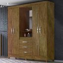 Ver imagem 2 de Guarda Roupa Casal 4 Portas C/Espelho 3 Gavetas Castanho