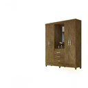 Ver imagem 1 de Guarda Roupa Casal 4 Portas C/Espelho 3 Gavetas Castanho