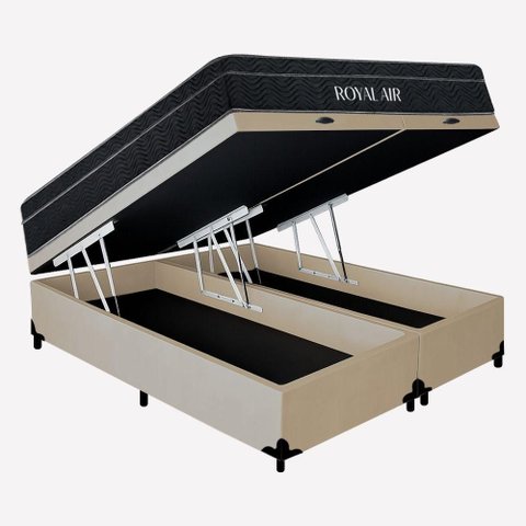 Cama Box Baú King Royal Air Pillow Top Molas Ensacadas Sintético Marrom