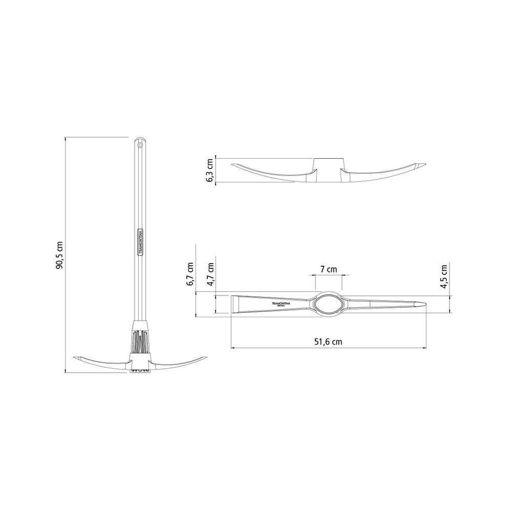 Picareta Estreita Tramontina em Aço Tamanho 5 com Cabo de Madeira 90 Cm - 4