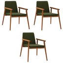 Ver imagem 1 de Kit 3 Cadeiras Decorativa Sala de Jantar Sidnei Veludo Verde - Gran Belo