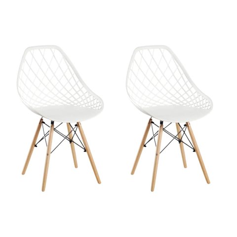 Conjunto 2 Cadeiras para Sala de Jantar Clarice Cloe Madeira Branco