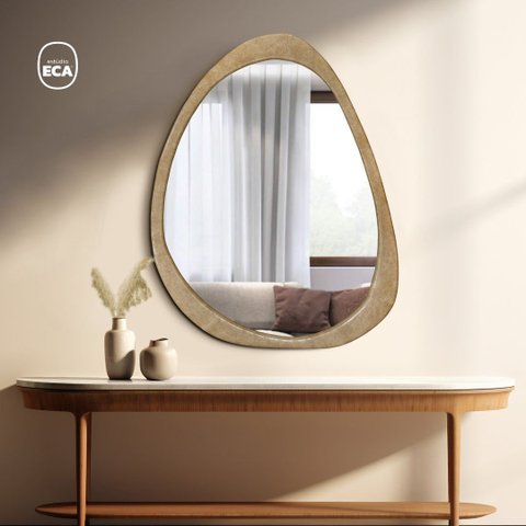 Espelho Decorativo Gringa Corino 84x64cm Orgânico Caramelo
