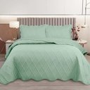Ver imagem 3 de Kit Cobre Leito Colcha Ipanema Casal 3 Peças 100% Poliéster Percal 300 Fios Matelassê Verde Clara