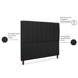 Cabeceira Estofada Cama Box Queen Carla 160cm Linho:preto - 4