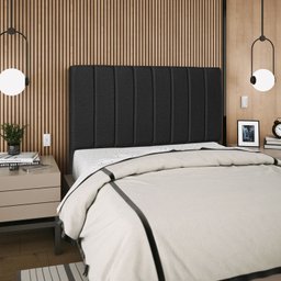 Cabeceira Estofada Cama Box Queen Carla 160cm Linho:preto - 2