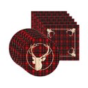 Ver imagem 1 de Kit Sousplat + Guardanapo Natal Cervo Xadrez - 6 Peças - com Base