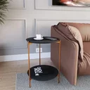 Ver imagem 2 de Mesa de Apoio Duda Lateral Canto Preta Sala/escritório/quarto com Pés de Ferro Bronze