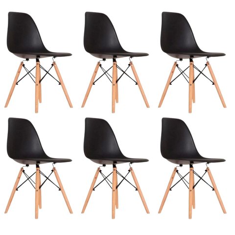 Conjunto 6 Cadeiras para Sala de Jantar Eames Eiffel Dkr Preto