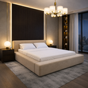 Ver imagem 1 de Cama com Cabeceira Queen Lumina Estofada Revestida com Linho:Linho Ocre