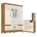 Ver imagem 1 de Guarda Roupa Casal Ms912 com Espelho e Cômoda Lisboa Freijó Off White – Moval