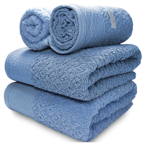 Kit 2 Toalhas de Banho + 2 Toalhas de Rosto Capri Atlântica Gigante 100% Algodão Banhão Cor:azul Enc