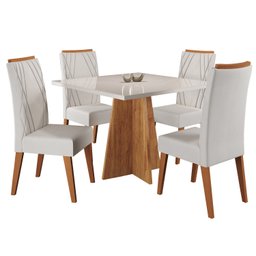 Mesa de Jantar Quadrada Decora com Vidro 90x90 e 4 Cadeiras Vegas em Madeira Maciça - 2
