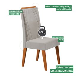 Mesa de Jantar Quadrada Decora com Vidro 90x90 e 4 Cadeiras Vegas em Madeira Maciça - 7
